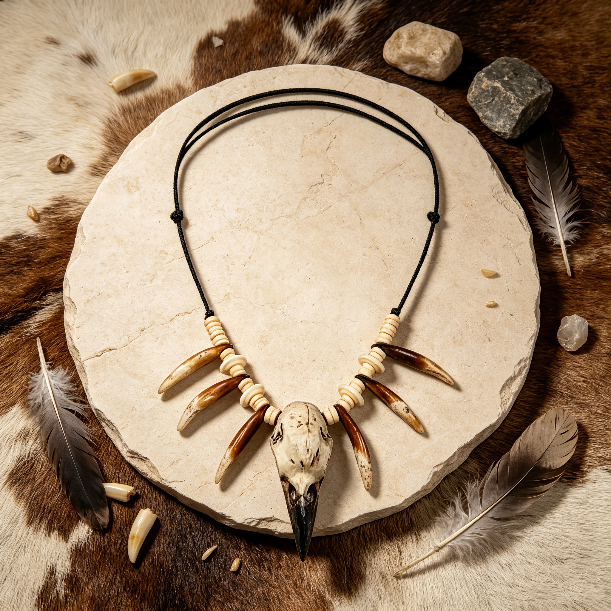 Viking Raven Skull Necklace — Barbarian Cosplay Accessory
